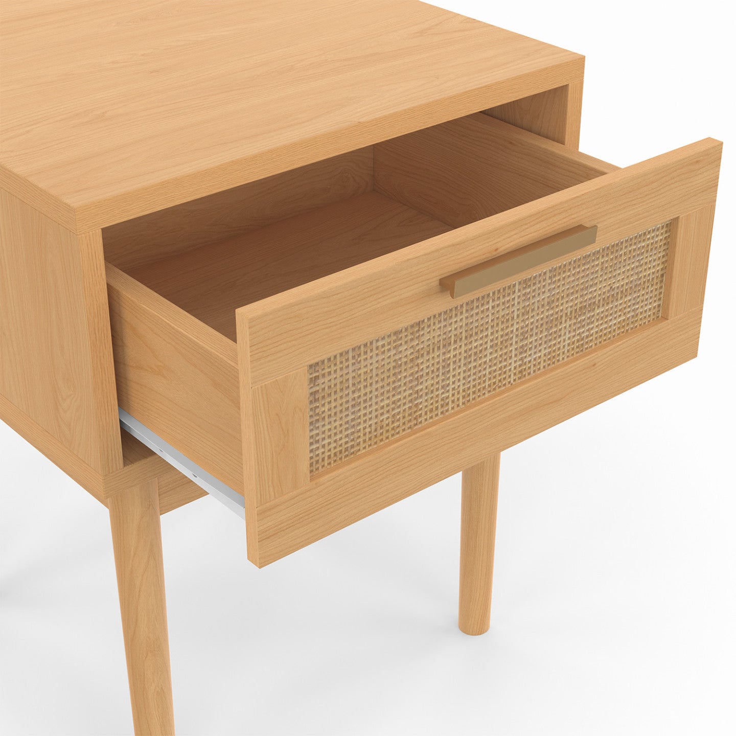 IDMarket - Set di 2 comodini ROBERT, 1 cassetto, effetto canna naturale e legno