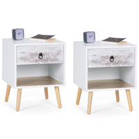 IDMarket - Set di 2 comodini scandinavi a 1 cassetto BAHIA