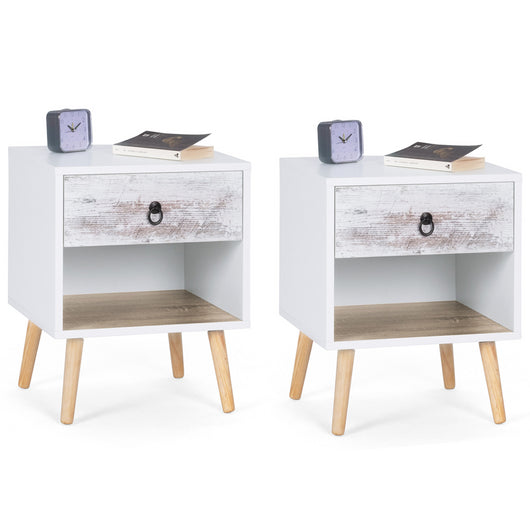 IDMarket - Set di 2 comodini scandinavi a 1 cassetto BAHIA