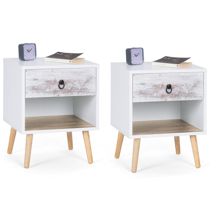 IDMarket - Set di 2 comodini scandinavi a 1 cassetto BAHIA