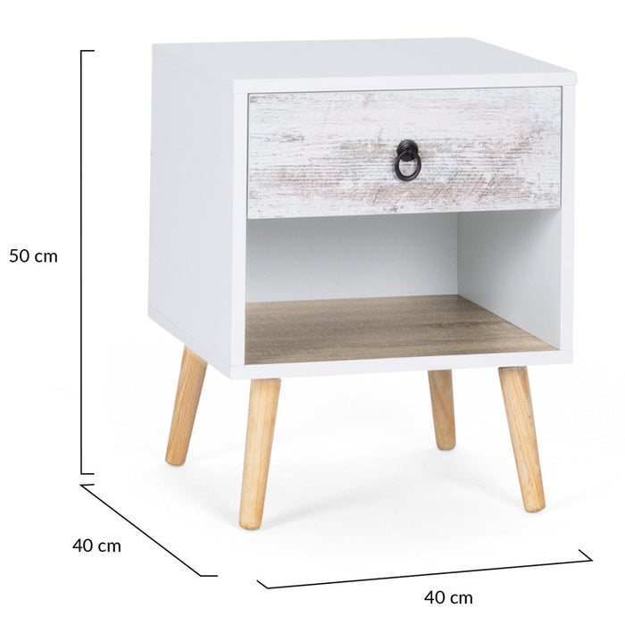 IDMarket - Set di 2 comodini scandinavi a 1 cassetto BAHIA