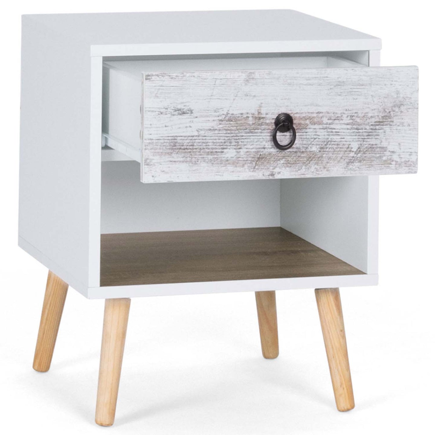 IDMarket - Set di 2 comodini scandinavi a 1 cassetto BAHIA