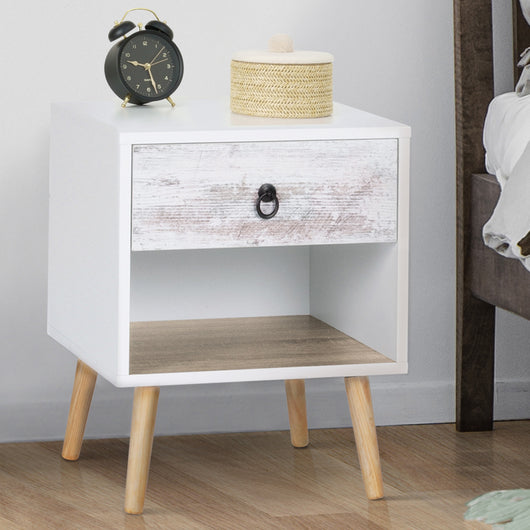 IDMarket - Set di 2 comodini scandinavi a 1 cassetto BAHIA