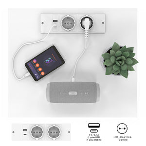 IDMarket - Set di 2 comodini TED LED con stazione di ricarica, 1 cassetto e nicchia