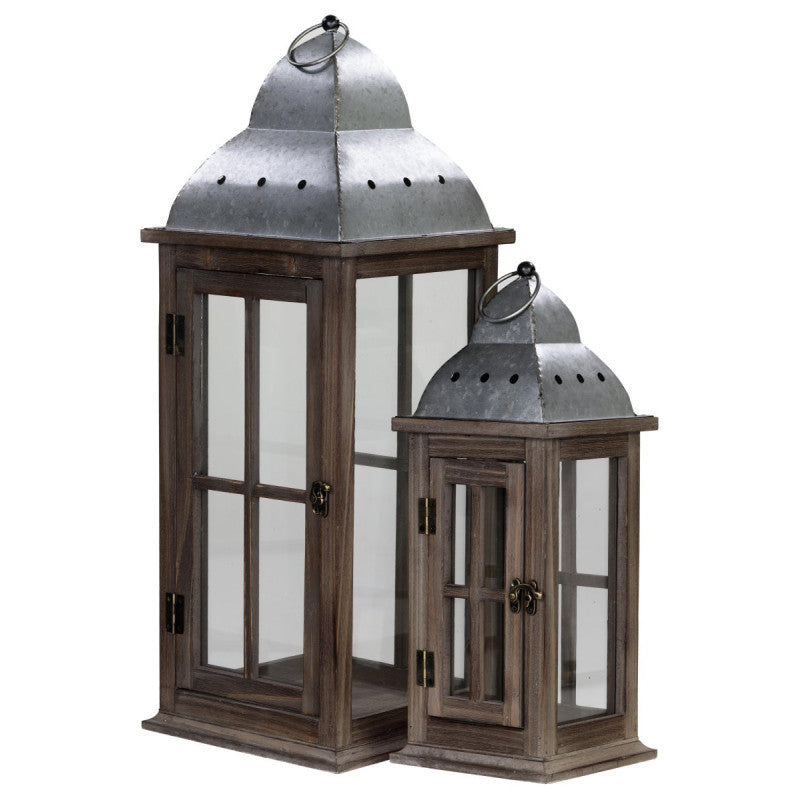 Set di 2 confezioni 2 Lanterne In Legno Naho