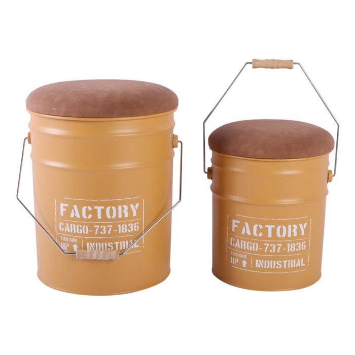 Set di 2 confezioni 2 Pouf: 31d*35h +
25 5d*26 5h In Metallo Colore Ocra