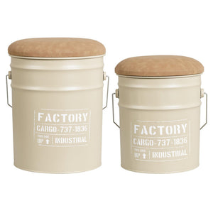 Set di 2 confezioni 2 Pouf: 31d*35h +
25 5d*26 5h In Metallo Colore Sabbia