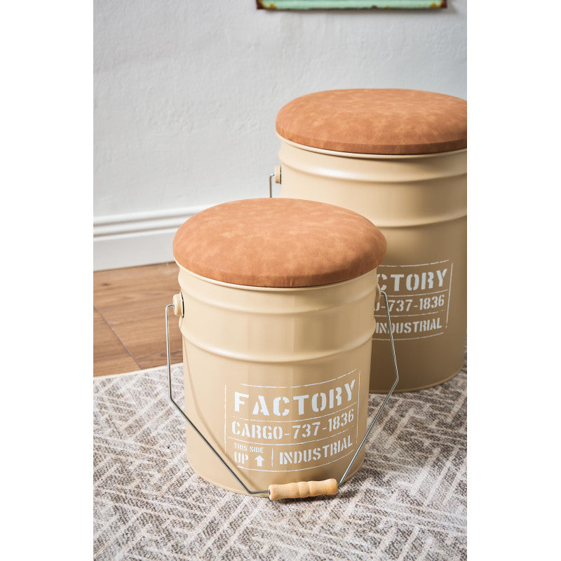 Set di 2 confezioni 2 Pouf: 31d*35h +
25 5d*26 5h In Metallo Colore Sabbia