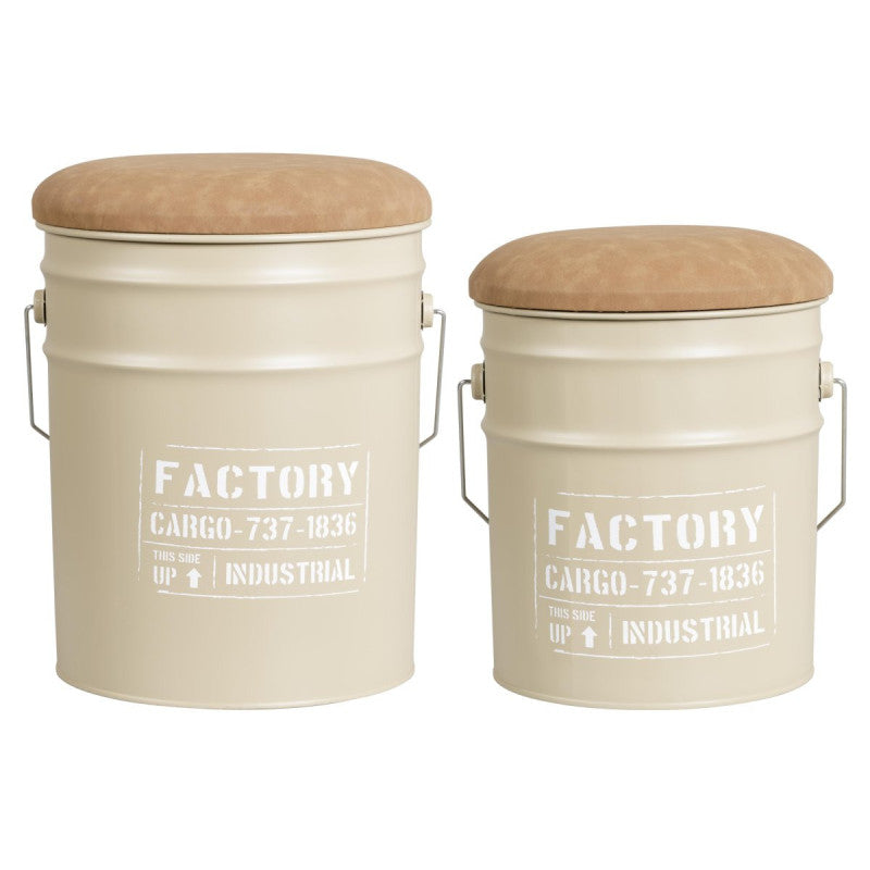 Set di 2 confezioni 2 Pouf: 31d*35h +
25 5d*26 5h In Metallo Colore Sabbia