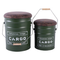 Set di 2 confezioni 2 Pouf: D31*35h + 25 5d*26 5h In Metallo Colore Verde