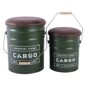 Set di 2 confezioni 2 Pouf: D31*35h + 25 5d*26 5h In Metallo Colore Verde