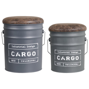 Set di 2 confezioni 2 Pouff: 31d*35h +
25 5d*26 5h In Metallo Colore Grigio