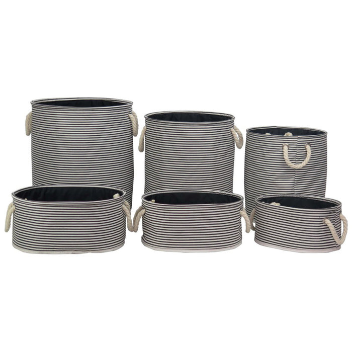 Set di 2 confezioni 6 Pz Portatutto Storage Stripes Bianco/nero