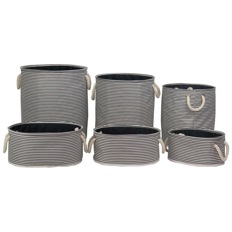 Set di 2 confezioni 6 Pz Portatutto Storage Stripes Bianco/nero