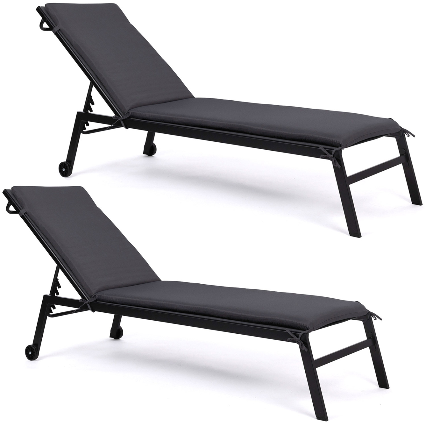 IDMarket - Set di 2 cuscini per sdraio 190 cm grigio antracite