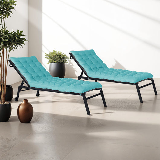 IDMarket - Set di 2 cuscini universali per sedie a sdraio ADAM, 180 cm, blu anatra