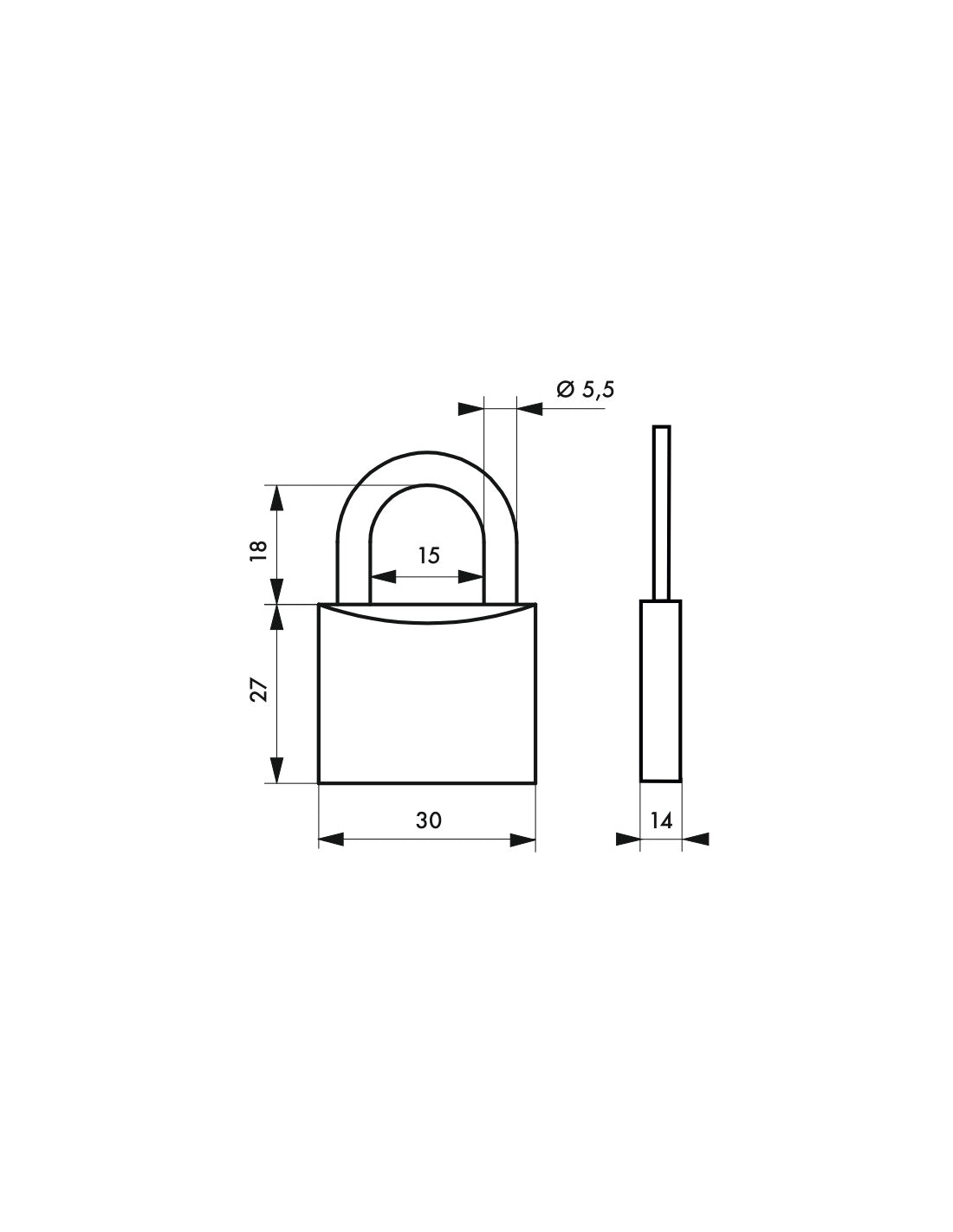 Set di 2 lucchetti Love, ottone, interno, ansa in acciaio, 30mm, colomba/coppia, 2 chiavi/serratura - THIRARD