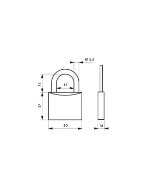 Set di 2 lucchetti Love, ottone, interno, ansa in acciaio, 30mm, Cupido/Cuore, 2 chiavi/ lucchetti - THIRARD