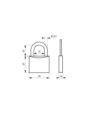 Set di 2 lucchetti Love, ottone, interno, arco in acciaio, 30mm, lei/lui, 2 chiavi/lucchetto - THIRARD