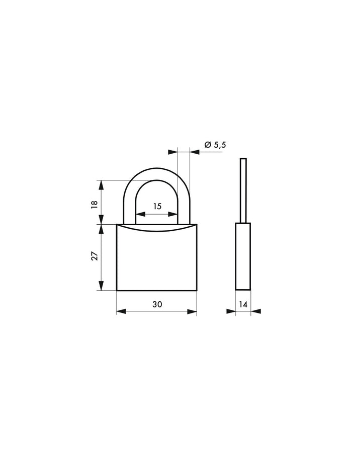 Set di 2 lucchetti Love, ottone, interno, arco in acciaio, 30mm, lei/lui, 2 chiavi/lucchetto - THIRARD
