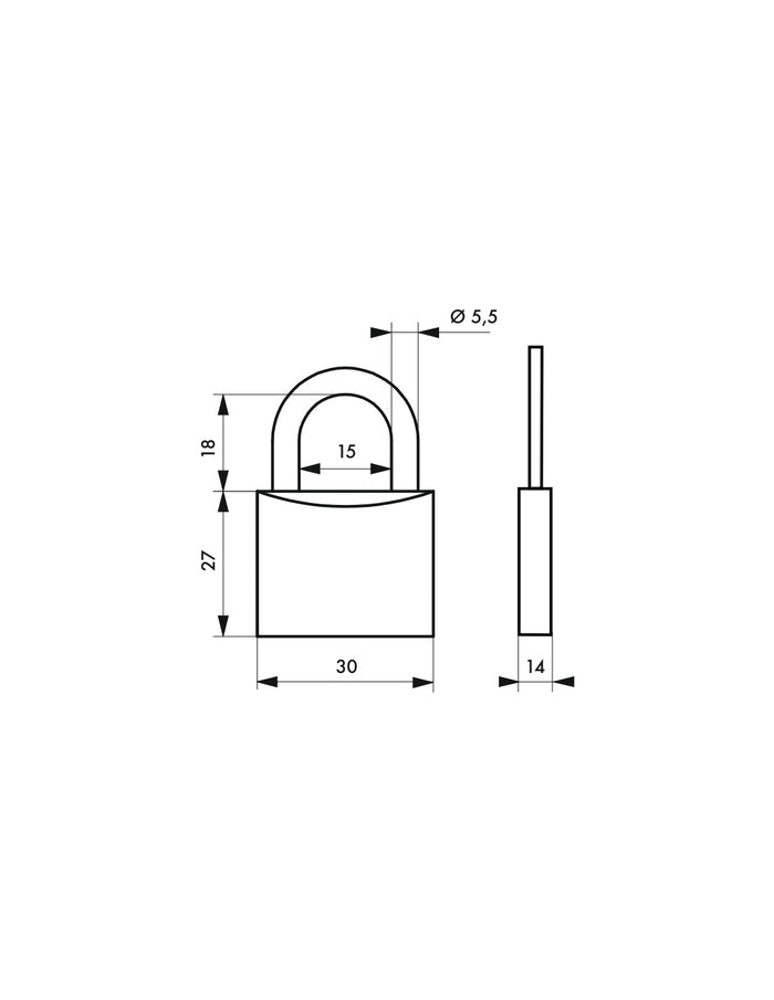 Set di 2 lucchetti Love, ottone, interno, arco in acciaio, 30mm, you/me, 2 chiavi/ lucchetto - THIRARD