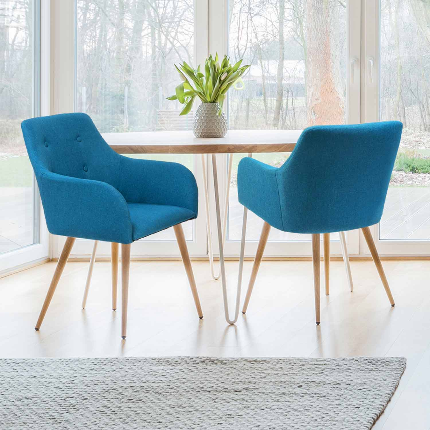 IDMarket - Set di 2 poltrone DANIA blu anatra