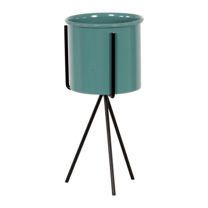 Set di 2 Portavaso Metallo Olivia D10 H22 Verde/nero Con Supporto