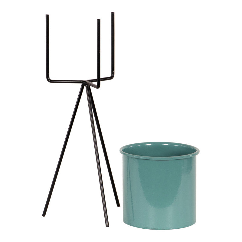 Set di 2 Portavaso Metallo Olivia D11 H29 Verde/nero Con Supporto