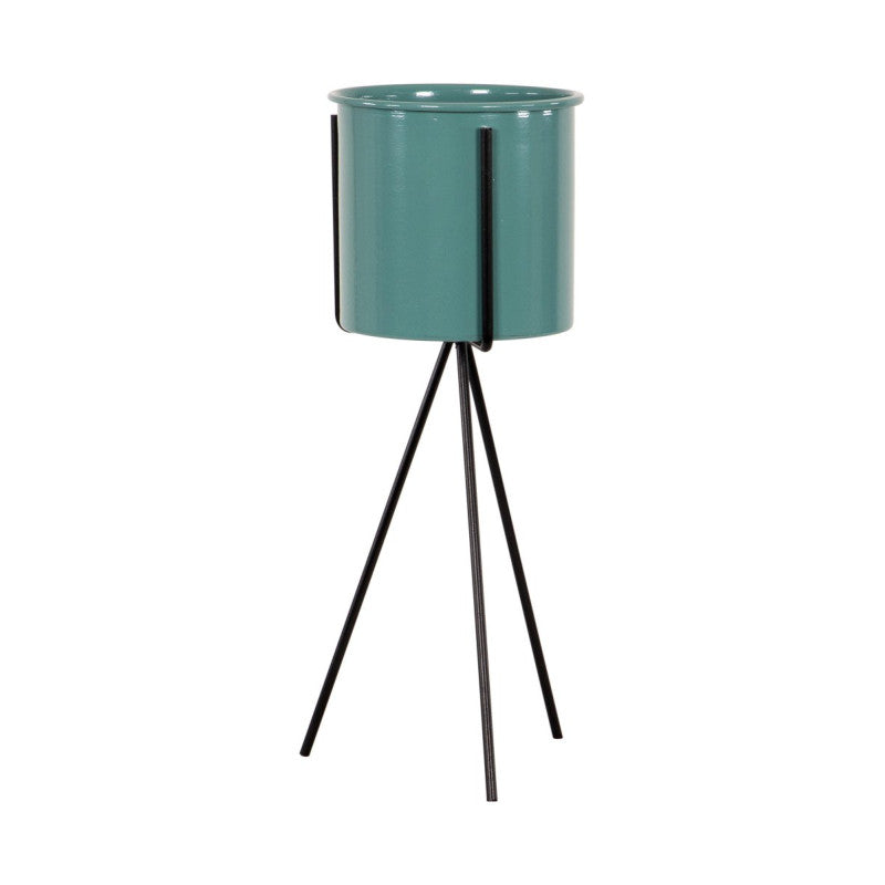 Set di 2 Portavaso Metallo Olivia D11 H29 Verde/nero Con Supporto