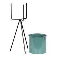 Set di 2 Portavaso Metallo Olivia D11 H29 Verde/nero Con Supporto