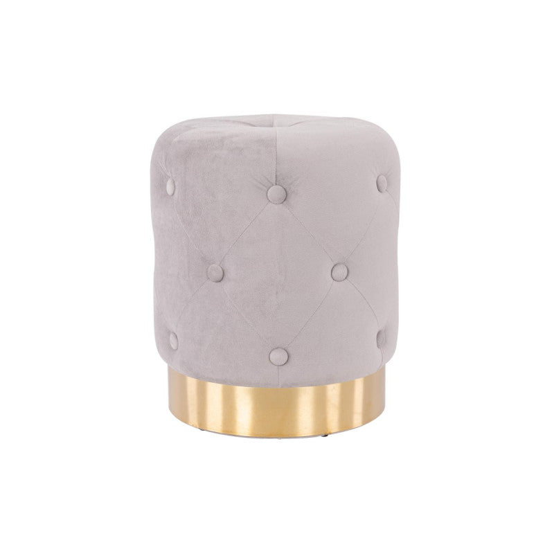 Set di 2 Pouf Anastasia In Velluto Trapuntato Con Base Oro Grigio 35x42