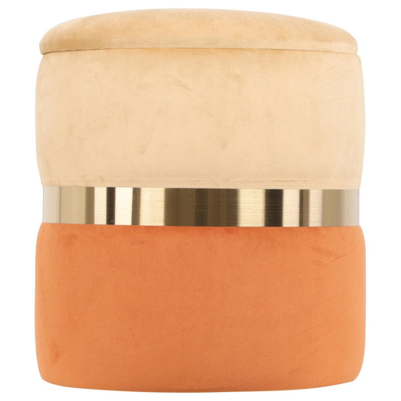 Set di 2 Pouf Contenitore Bicolore Jolene Beige/terra Di Siena 37x37x42