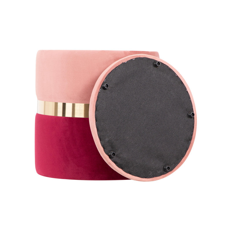 Set di 2 Pouf Contenitore Bicolore Jolene Rosa/burgundy 37x37x42