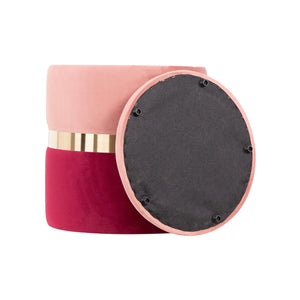 Set di 2 Pouf Contenitore Bicolore Jolene Rosa/burgundy 37x37x42