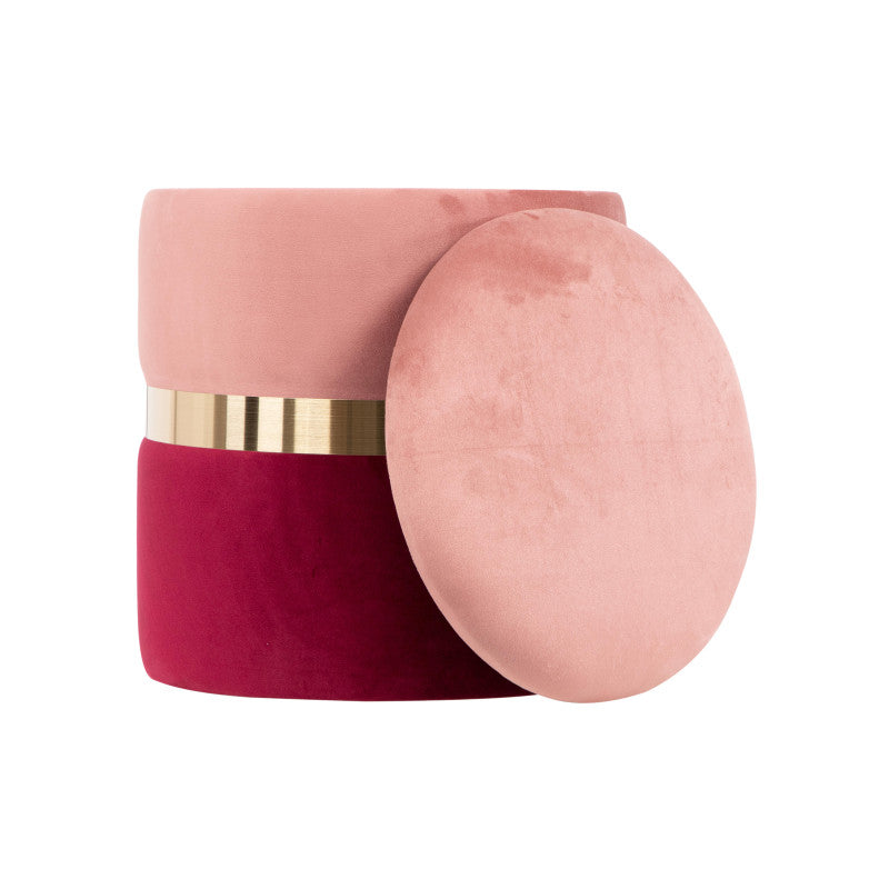Set di 2 Pouf Contenitore Bicolore Jolene Rosa/burgundy 37x37x42