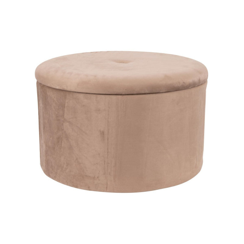 Set di 2 Pouf Contenitore Pieghevole Olimpia Velluto Beige 56x34