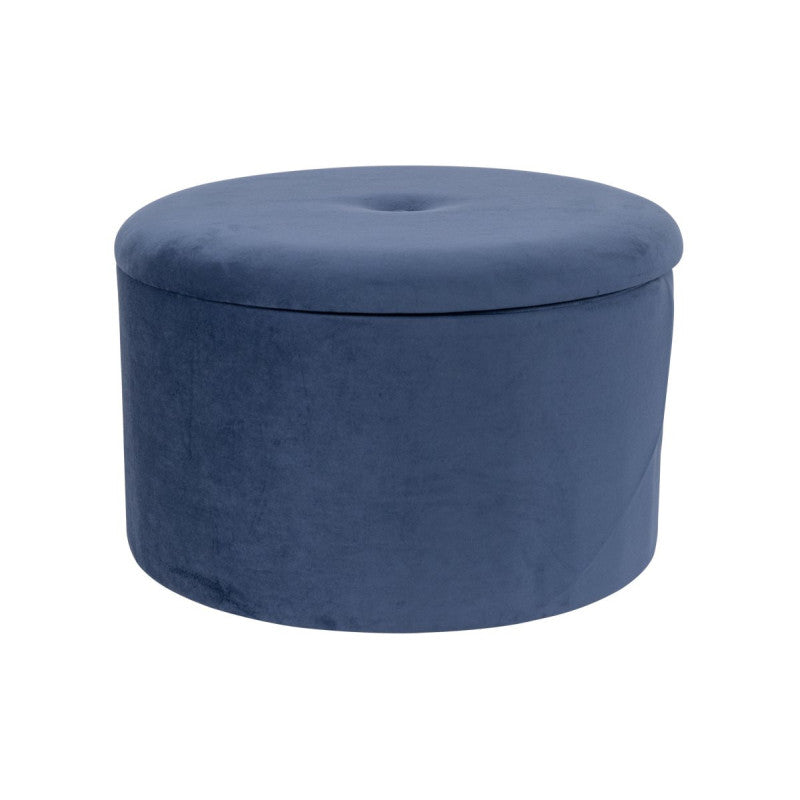 Set di 2 Pouf Contenitore Pieghevole Olimpia Velluto Blu 56x34