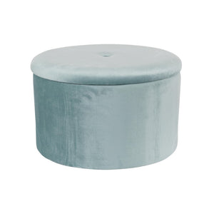 Set di 2 Pouf Contenitore Pieghevole Olimpia Velluto Turchese 56x34