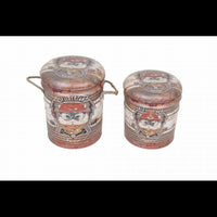 SET DI 2 POUF CONTENITORE TONDO MATTONE