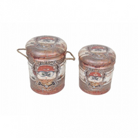 SET DI 2 POUF CONTENITORE TONDO MATTONE