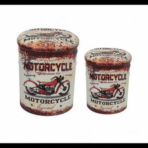 SET DI 2 POUF CONTENITORE TONDO MOTO GRIGIO CHIARO