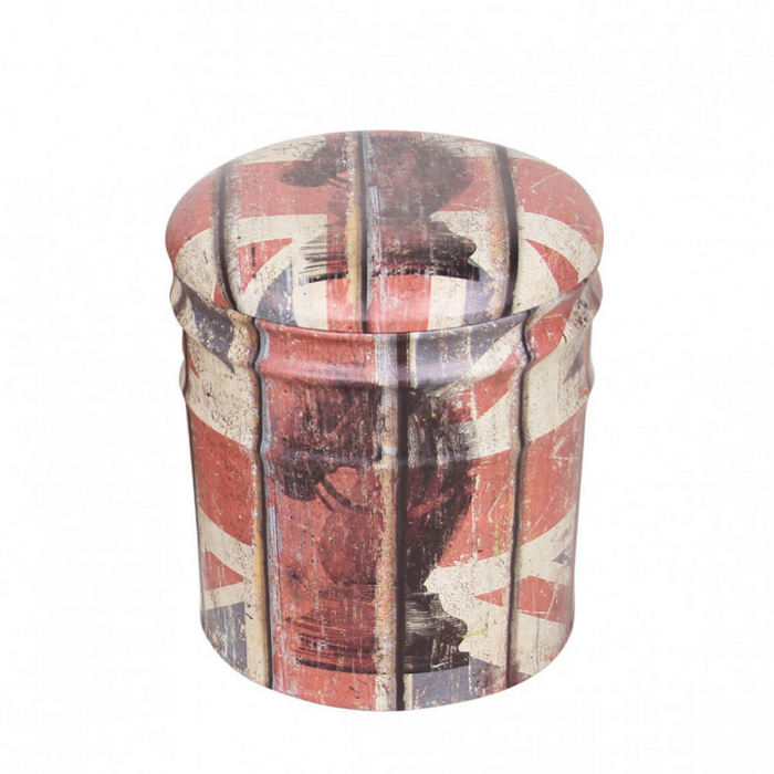 SET DI 2 POUF CONTENITORE TONDO PANNA E ROSSO