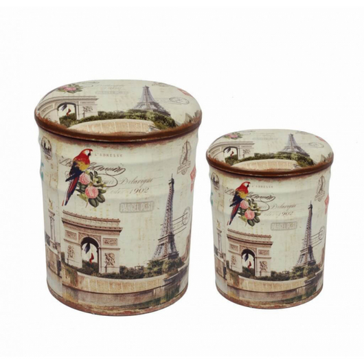 SET DI 2 POUF CONTENITORE TONDO PARIGI