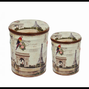 SET DI 2 POUF CONTENITORE TONDO PARIGI