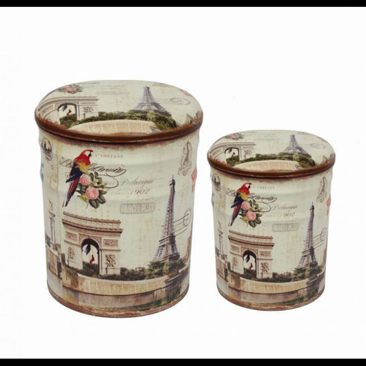 SET DI 2 POUF CONTENITORE TONDO PARIGI