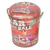 SET DI 2 POUF CONTENITORE TONDO ROSSO