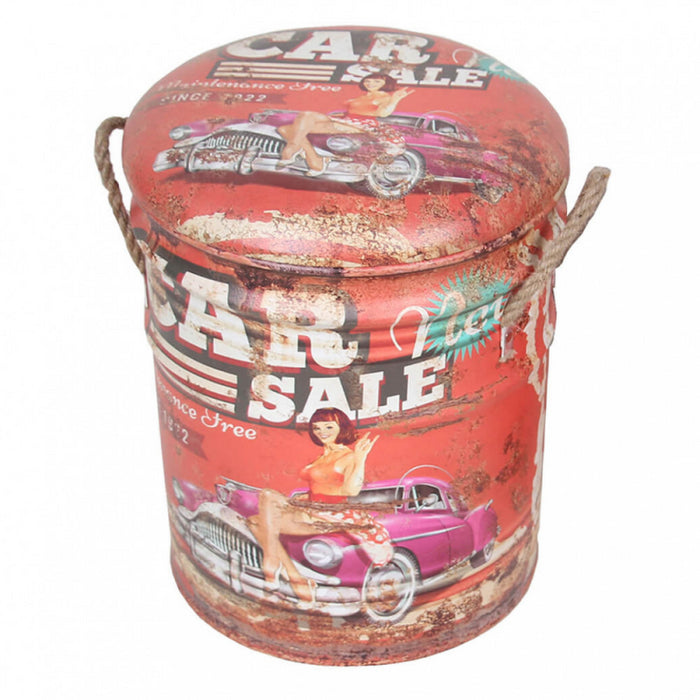 SET DI 2 POUF CONTENITORE TONDO ROSSO