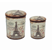 SET DI 2 POUF CONTENITORE TONDO TORRE EIFFEL