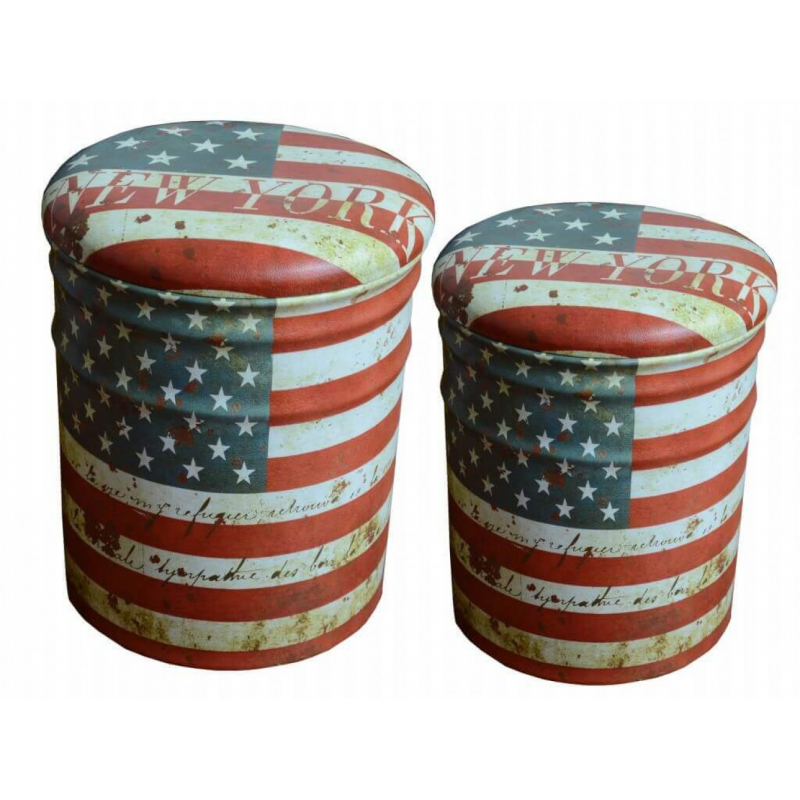 SET DI 2 POUF CONTENITORE TONDO USA