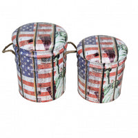 SET DI 2 POUF CONTENITORE TONDO USA
